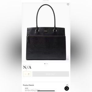 Kate Spade shoulder tote bag black leather - barely used